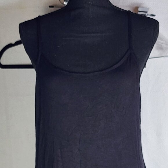 Eikosi Black Rayon Span Spaghetti Strap Tiered Poly Mesh Lace Cami Top Size 2XL - Picture 2 of 16